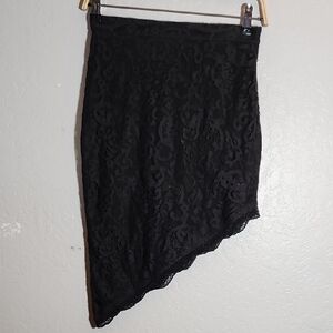 TOBI Black Lace Aysimestrical Form Fitting Dress Small